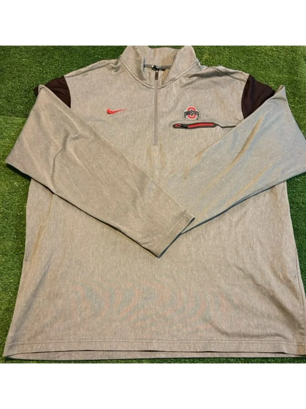 Ohio State Buckeyes 1/4 zip mens 2XL gray black nike jacket pullover football